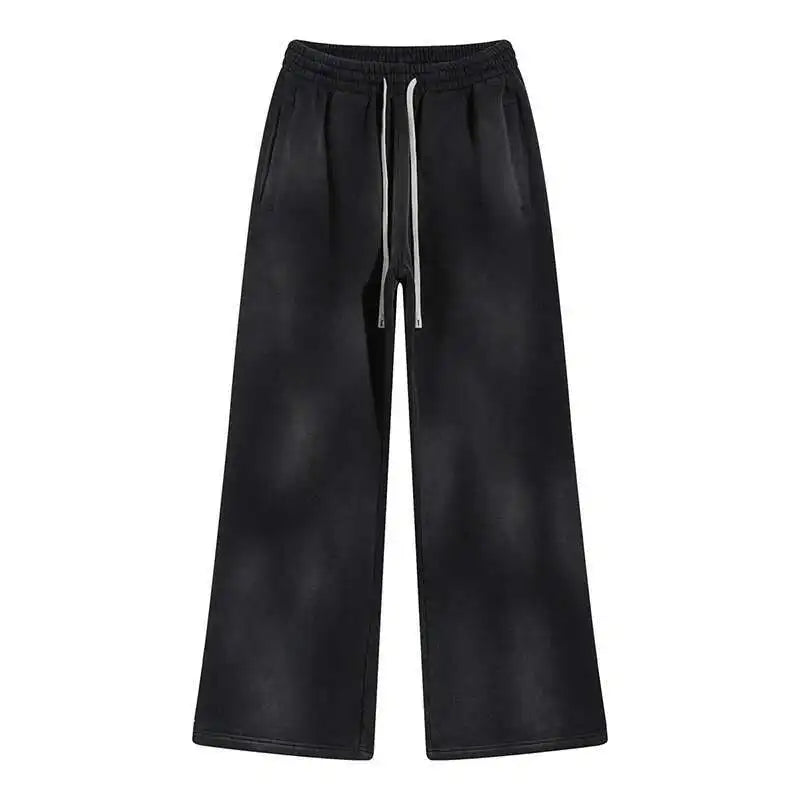 IEFB Spring New Trendy Sets Washed Sweatshirt Sweatpants Splash-ink Spray Dye Velvet Hoodies Autumn Male Wear Menwear 9W125