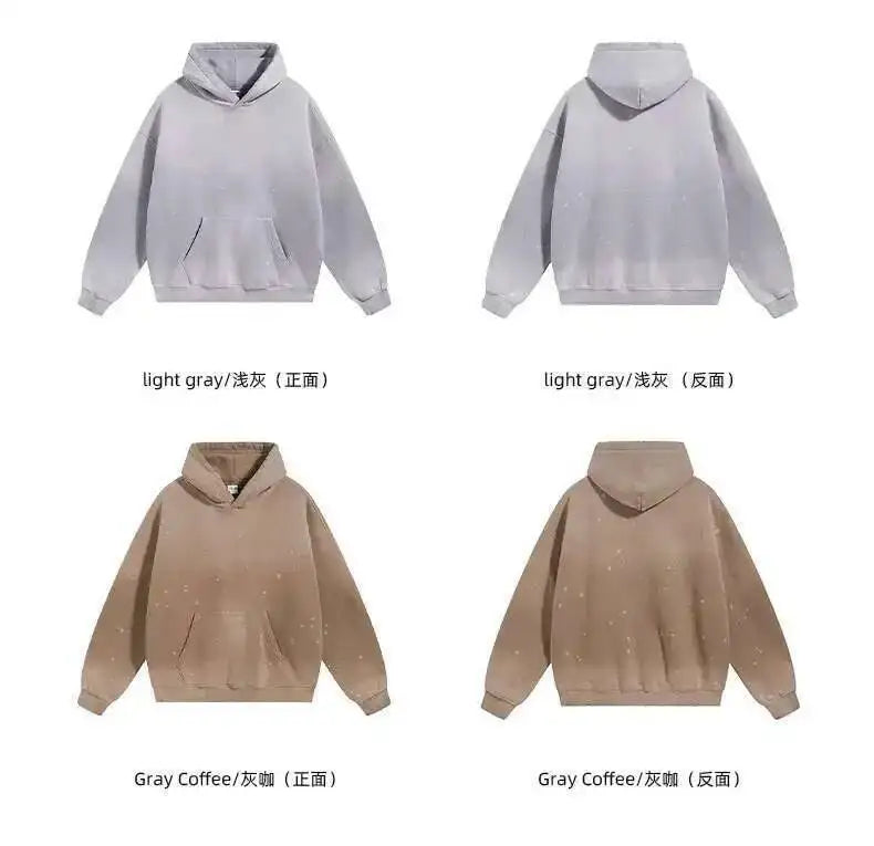 IEFB Spring New Trendy Sets Washed Sweatshirt Sweatpants Splash-ink Spray Dye Velvet Hoodies Autumn Male Wear Menwear 9W125