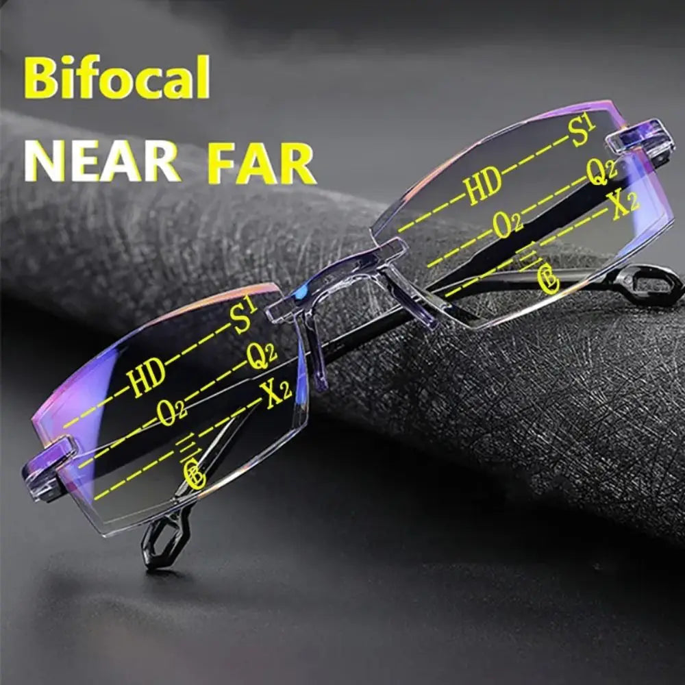 Intelligent Zoom Anti-blue Light Reading Glasses Frameless Cutting Edge Presbyopic Glasses Men and Women Presbyopic Glasses
