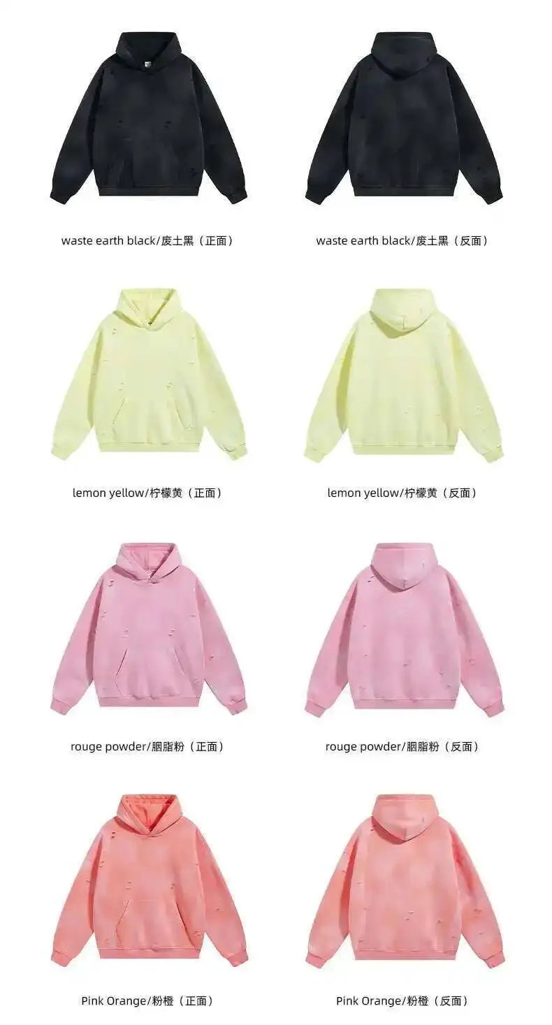 IEFB Spring New Trendy Sets Washed Sweatshirt Sweatpants Splash-ink Spray Dye Velvet Hoodies Autumn Male Wear Menwear 9W125