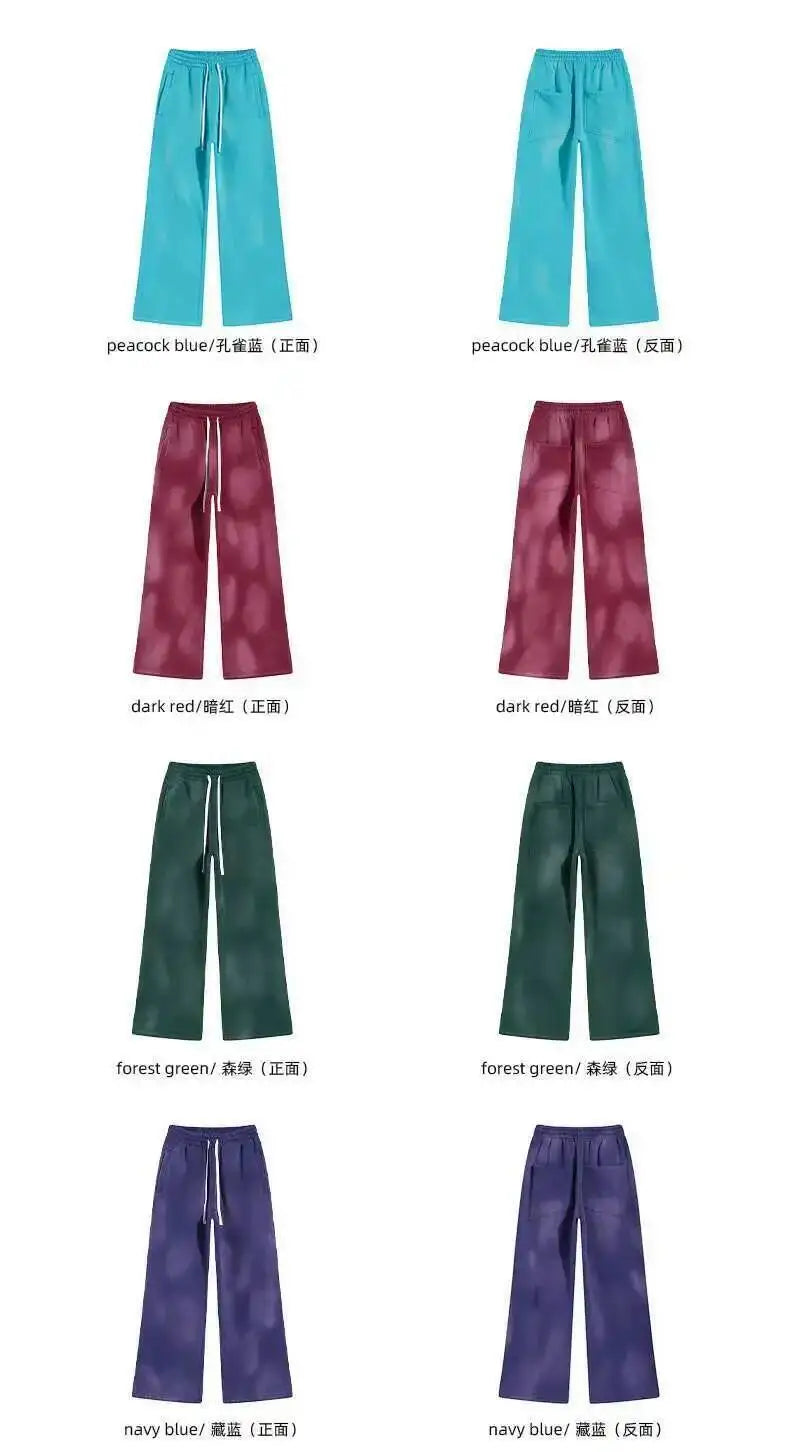 IEFB Spring New Trendy Sets Washed Sweatshirt Sweatpants Splash-ink Spray Dye Velvet Hoodies Autumn Male Wear Menwear 9W125