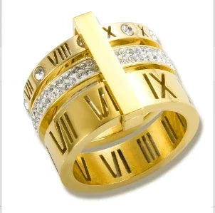 Personality Round Beads Ring Band Small Clear Crystal Zircon Waterproof Stainless Steel Gold Rings Simple Granular Fine Jewelry