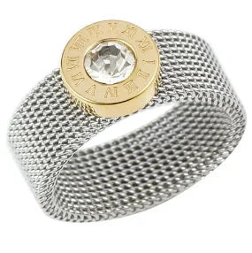 Personality Round Beads Ring Band Small Clear Crystal Zircon Waterproof Stainless Steel Gold Rings Simple Granular Fine Jewelry