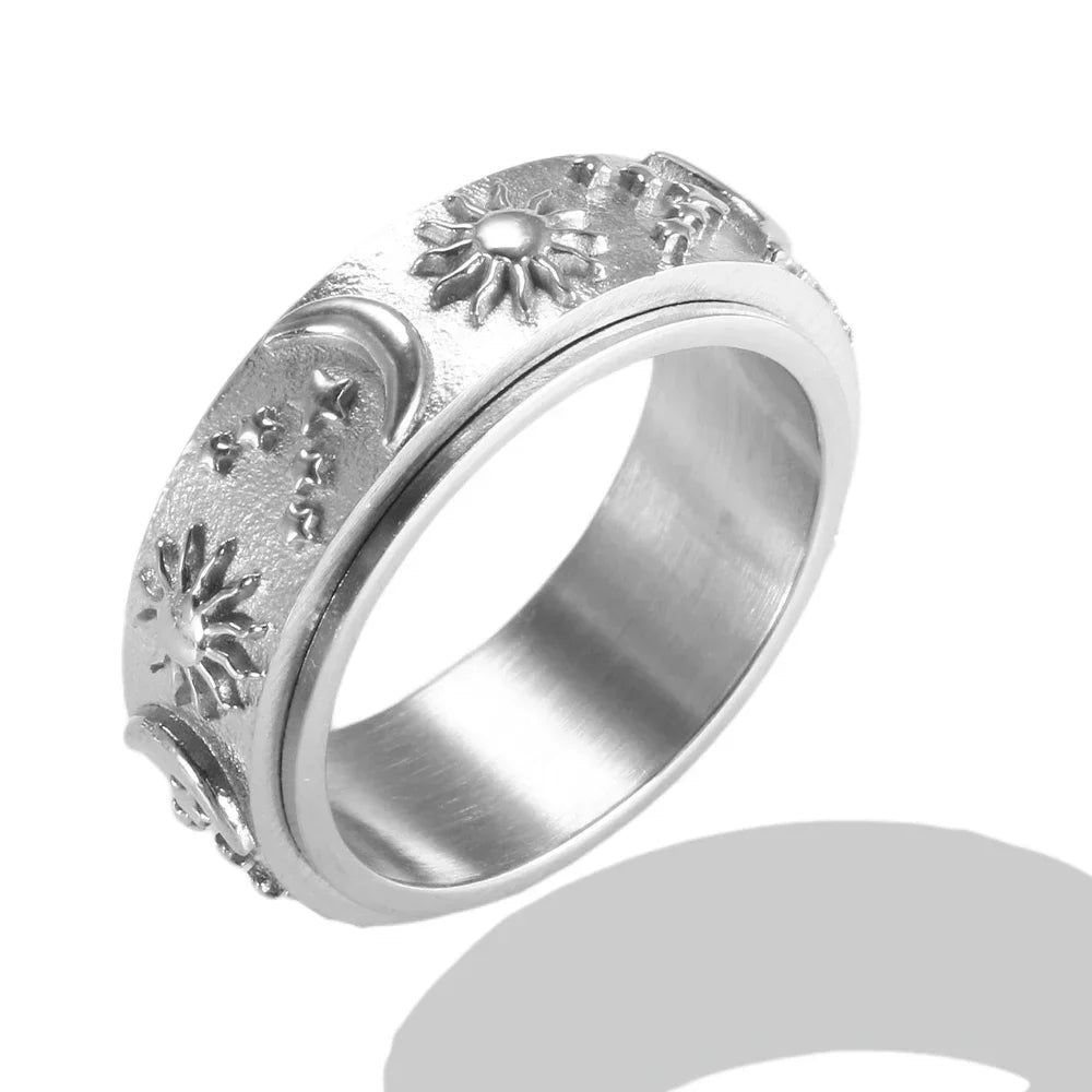 Personality Round Beads Ring Band Small Clear Crystal Zircon Waterproof Stainless Steel Gold Rings Simple Granular Fine Jewelry