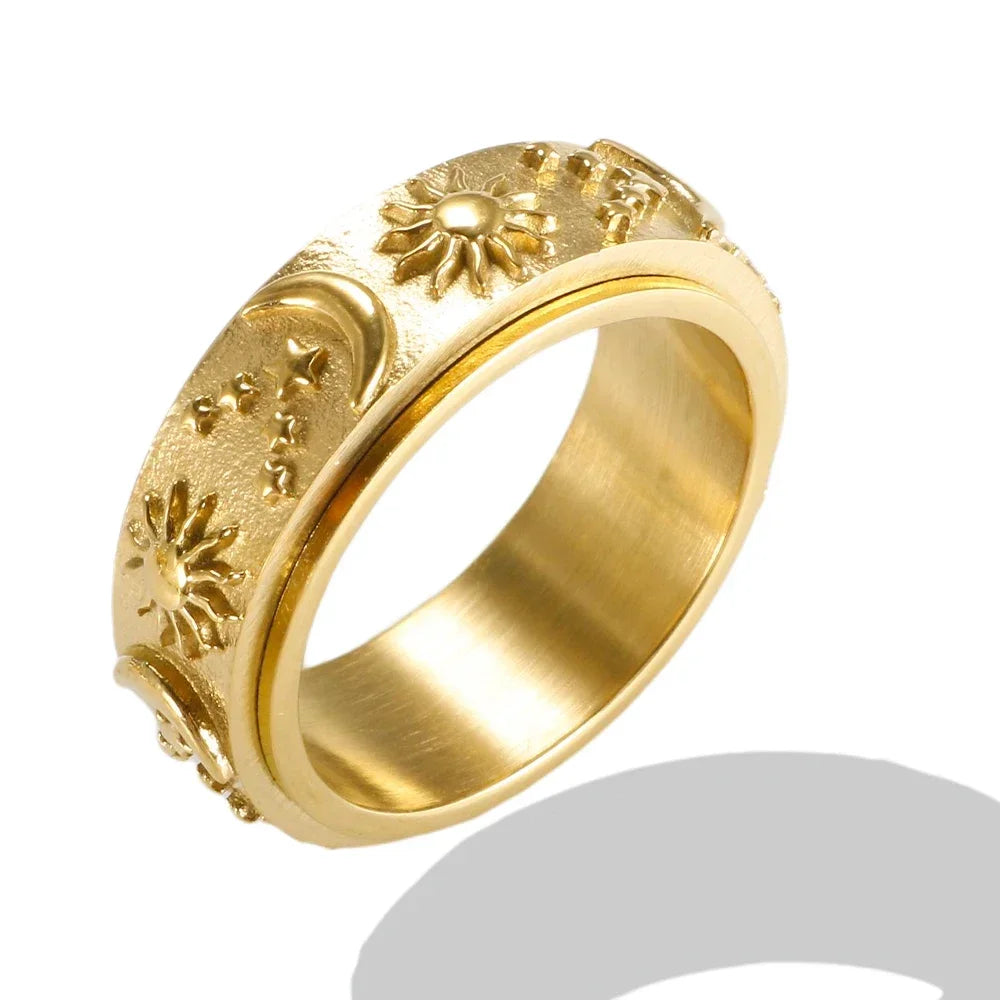 Personality Round Beads Ring Band Small Clear Crystal Zircon Waterproof Stainless Steel Gold Rings Simple Granular Fine Jewelry