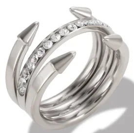 Personality Round Beads Ring Band Small Clear Crystal Zircon Waterproof Stainless Steel Gold Rings Simple Granular Fine Jewelry
